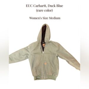 Carhartt Duck Blue Utility Jacket Full-Zip Hooded Design (Rare color-EUC)
